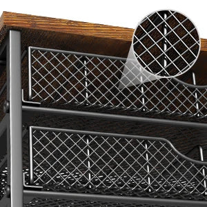 2-Tier 72-Cap Coffee Pod Organizer | Industrial Brown/Black Drawer w/ Baskets | Space-Saving K-Cup Storage Shopifynow