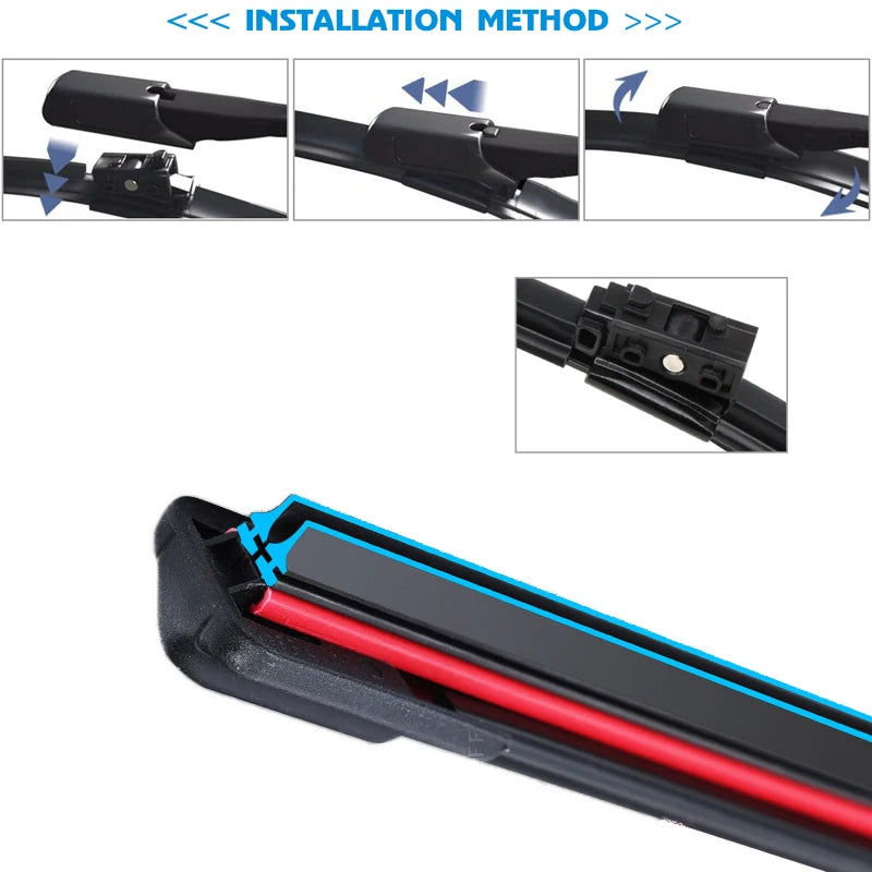 Car Windshield Wiper blades Universal Soft Double layer Rubber Frameless Bracketless car wipers 14" 16" 19" 20" 21" 22" 24"26"