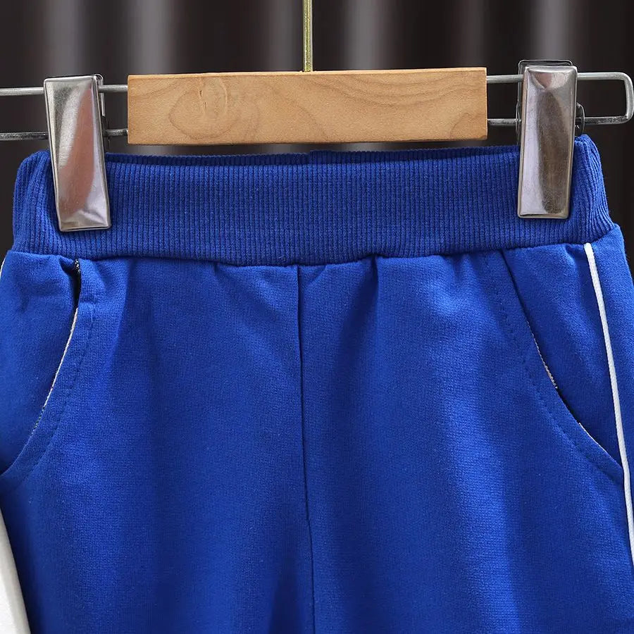 Boys' autumn letter baseball single-breasted jacket+round neck printed cotton long sleeve+striped sweatpants 3Pcs suit Shopifynow