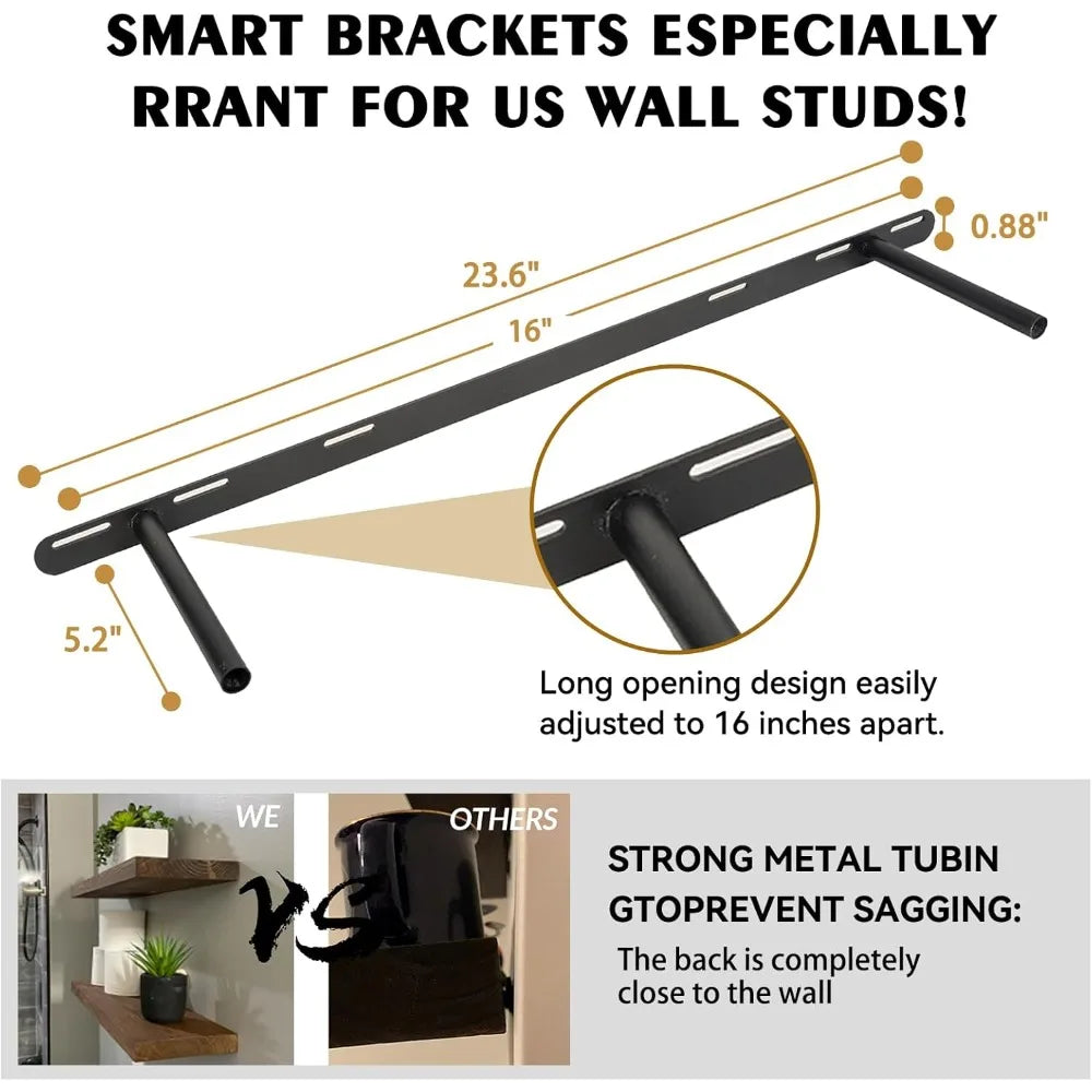 36 Rustic Distressed Wooden Floating Shelves - Wide for Home Use in Bathroom, Living Room, Bedroom, and Kitchen Shopifynow