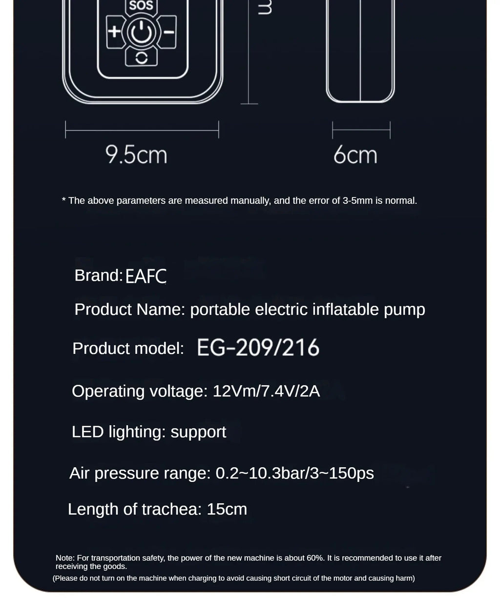 EAFC Portable Tire Inflator Car Tire Inflator Tire Inflator Pump With Digital Display Electric Inflator Mini Bicycle Air Pump