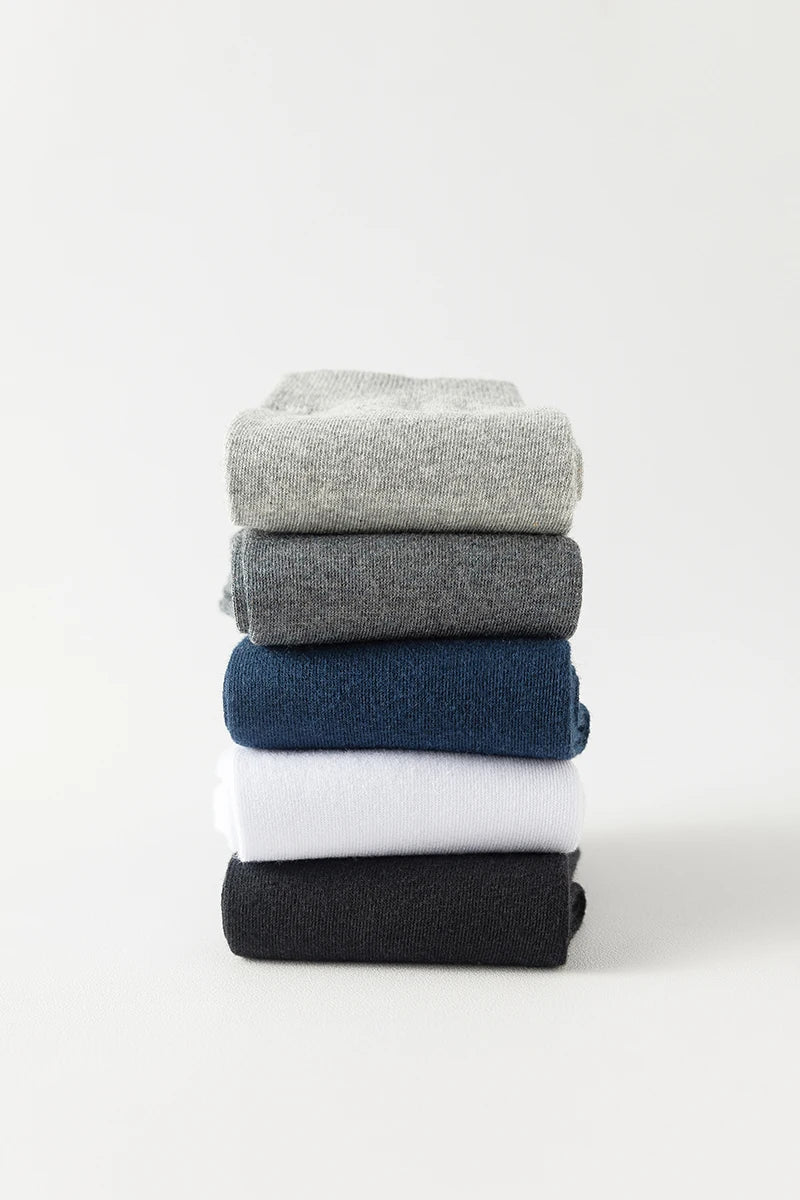 10 Pairs New Men's Cotton Socks Black Business Men Socks Soft Breathable Autumn Spring for Male White US6-10 Shopifynow