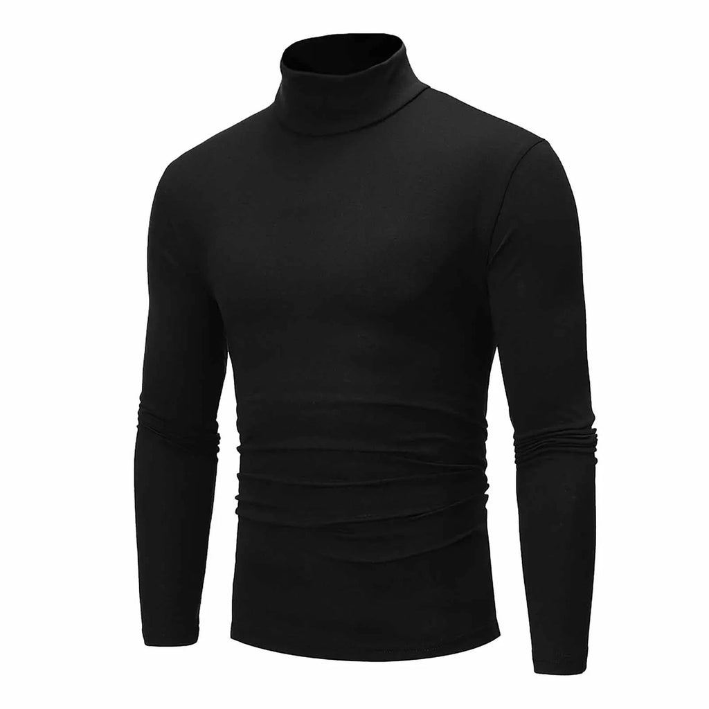Basic Bottoming Plain T-Shirt Fashion Men'S Casual Slim Fit Basic Turtleneck High Collar Pullover Male Autumn Spring Thin Tops Shopifynow