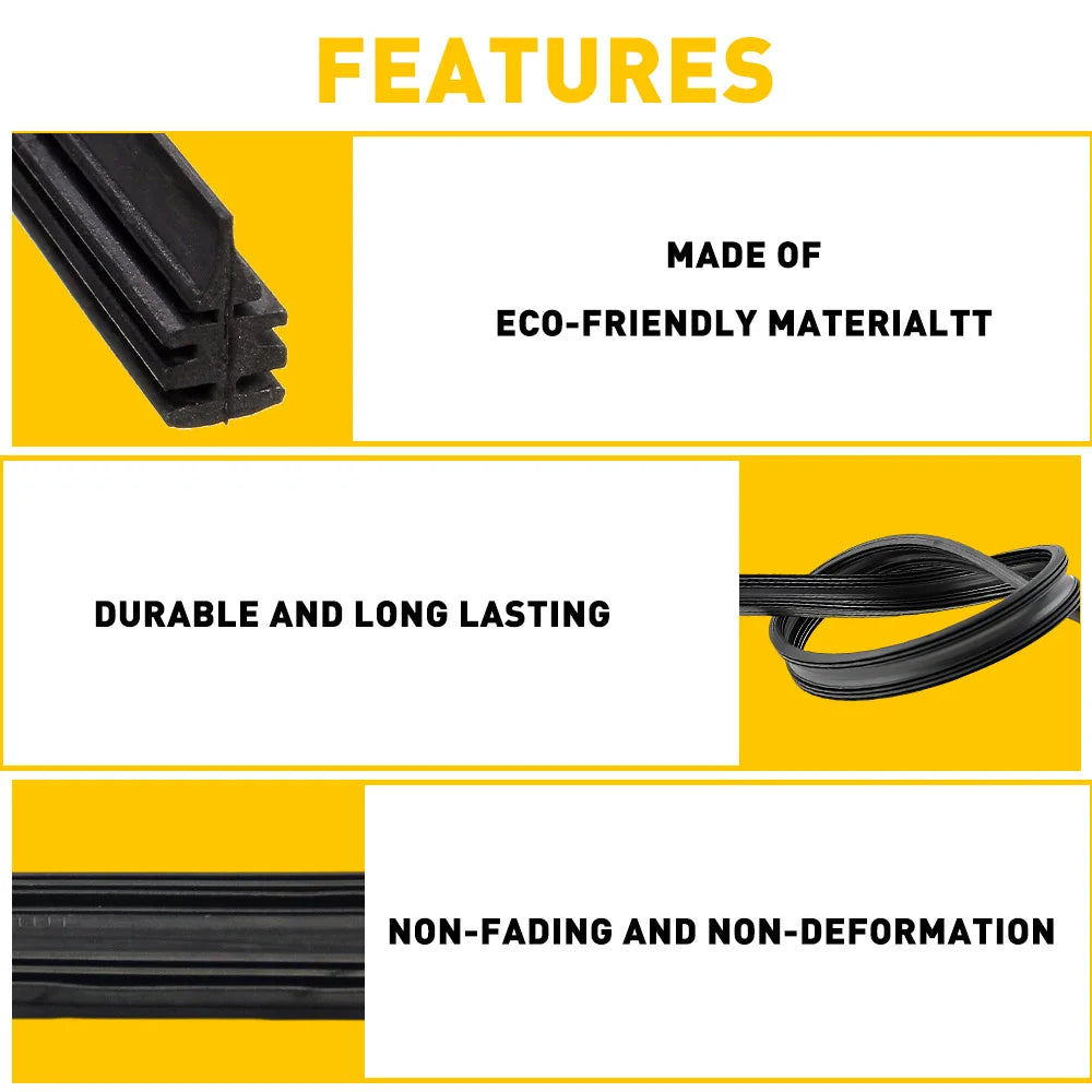 4Pcs 28" Car Bus Rubber Universal Frameless Windshield Wiper Blade Refill Black Silica Gel For Windshield Of Cars Buses Vans