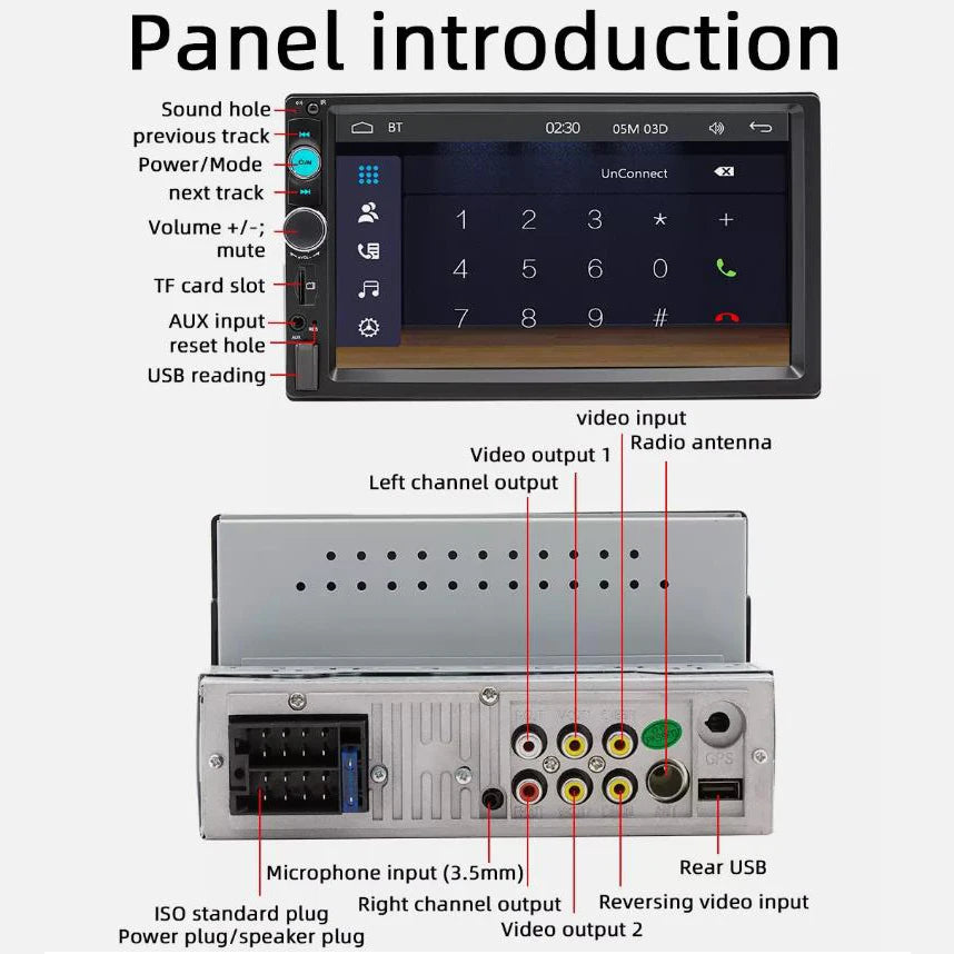 7inch Quality Single 1Din Touch Screen Car Stereo Radio With Handle Remote Control Camera For Apple/Android CarPlay Bluetooth Shopifynow