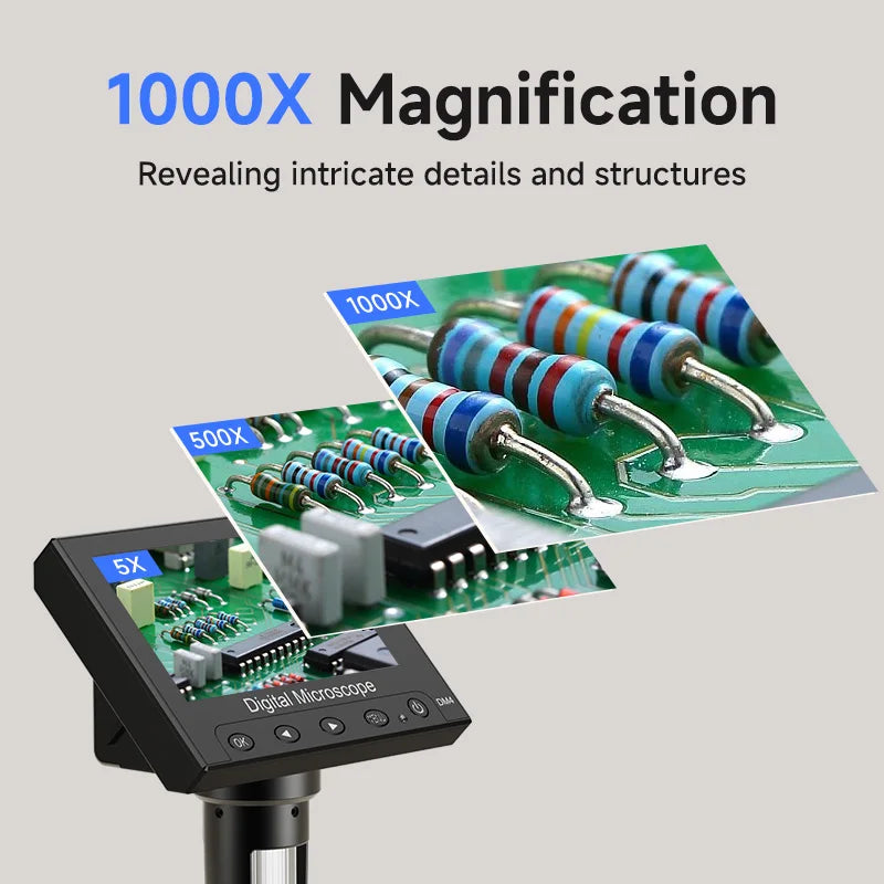 Hayve DM4 Digital Microscope with 4.3 inch IPS Screen 1000X Coin Microscope with 8 LEDs, Compatible with Windows 8GB including Shopifynow