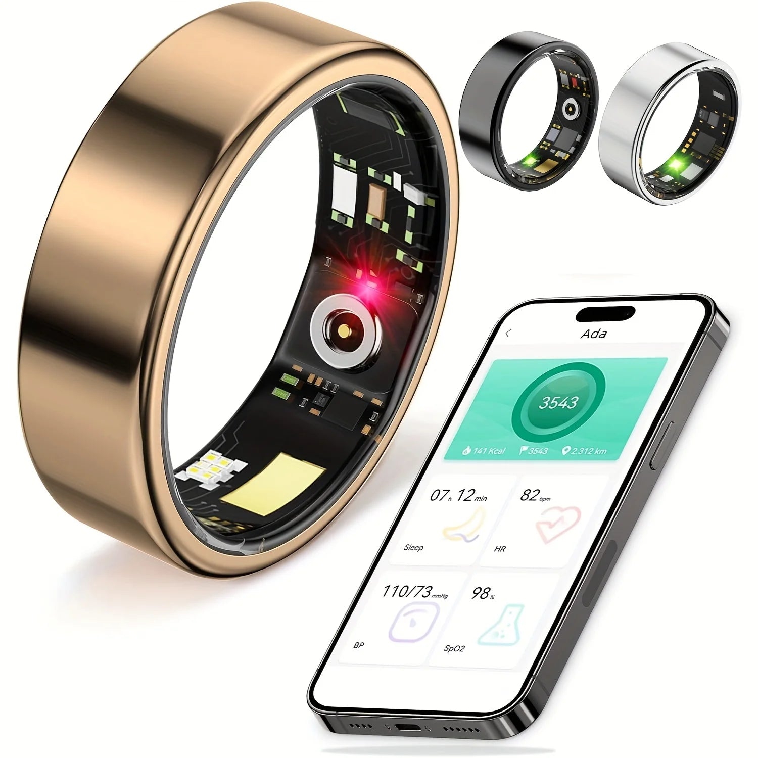 Smart ring, sleep tracking, motion monitoring, compatible with iPhone and Android, smart gift, suitable for women and men Shopifynow