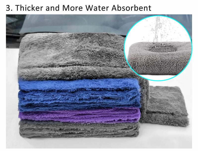 3/5/10pcs Car Wash Microfiber Towel Cleaning Drying Car Polishing Cloth Soft Edgeless Car Detailing Waxing Towel 40X40CM 350GSM Shopifynow