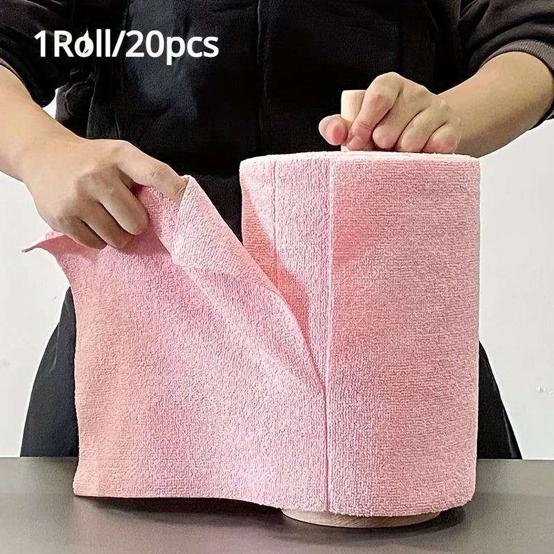 20 pcs microfiber household kitchen towels, reusable cleaning cloths, dishcloths, multi-functional towel substitutes
