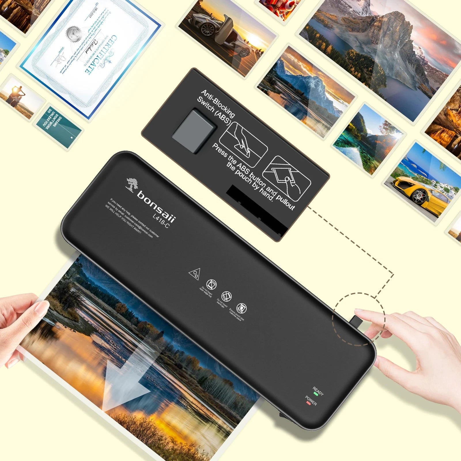 Bonsaii 9-Inch Thermal Laminator with Never Jam Tech for Docs, Posters, Photos - Simple & Convenient for Home, Office, School Shopifynow