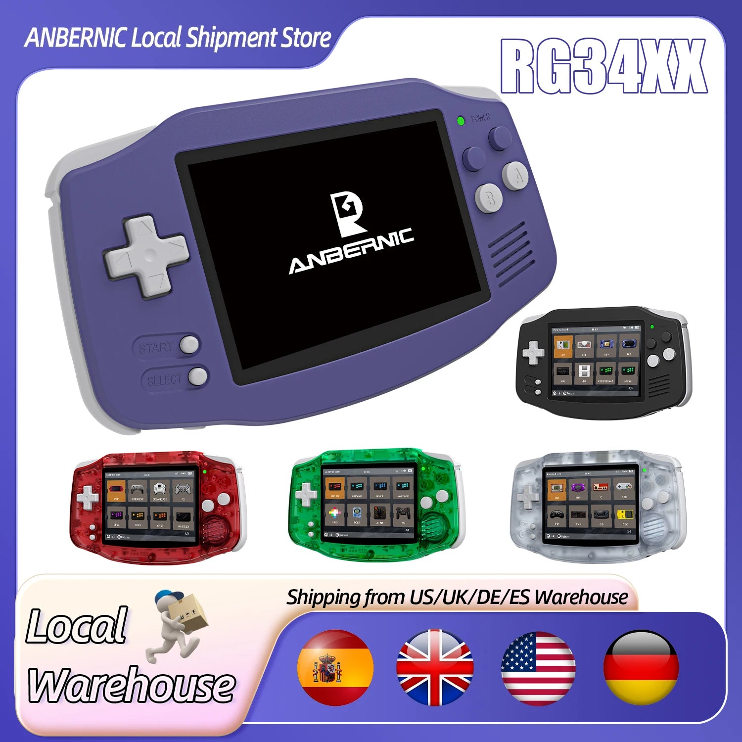ANBERNIC RG34XX 64Bit Retro Handheld Game Player 3.4-inch IPS Screen HD-Support TV Portable Game Console 3500mAh streaming Gift - Shopifynow