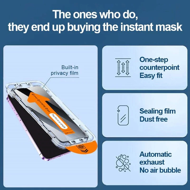 1-3Pcs 8K Dust Free Installation Tempered Glass For iPhone 13 14 16 15 11 12 Pro Max 15 14 Plus X XR XS Privacy Screen Protector - Shopifynow