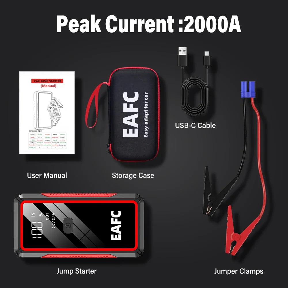 2000A/1200A/600A Car Jump Starter Power Bank Car Battery Booster Charger 12V Starting Device Petrol Diesel-Car Starter Buster - Shopifynow