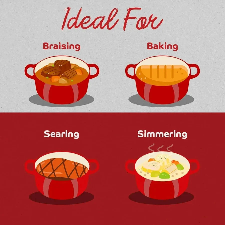 Enameled Cast Iron Dutch Oven with Handle, 6 Quarts, Rosso (Gradient Red) Cast Iron Dutch Oven with Lid | Enameled Crock Pot Dut Shopifynow