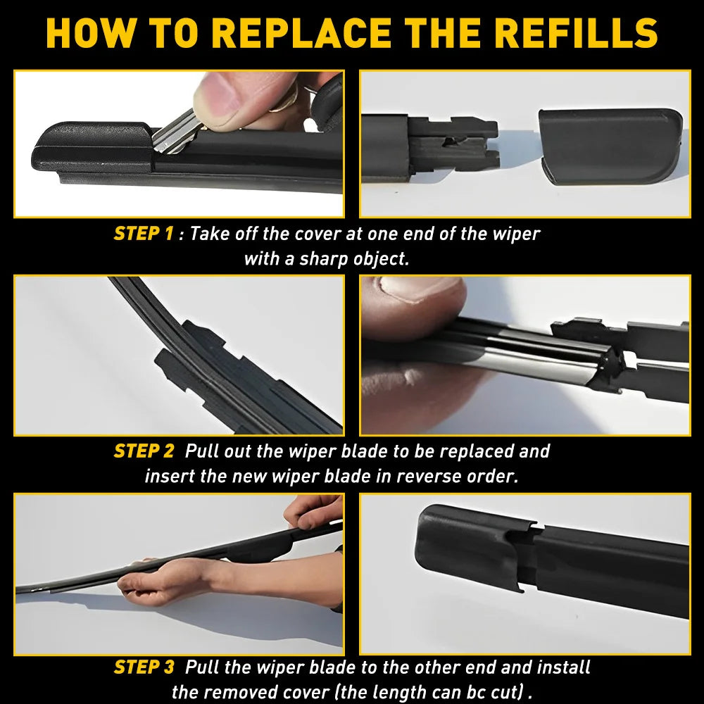 4Pcs 28" Car Bus Rubber Universal Frameless Windshield Wiper Blade Refill Black Silica Gel For Windshield Of Cars Buses Vans