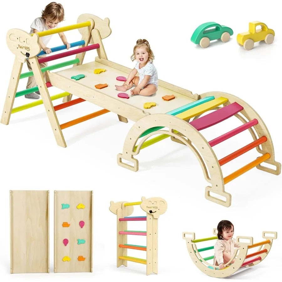 7 in 1 Pikler Triangle Set Foldable Toddler Baby Climbing Toys Solid Wooden Montessori Climbing Set Baby Climber Indoor Playgro Shopifynow