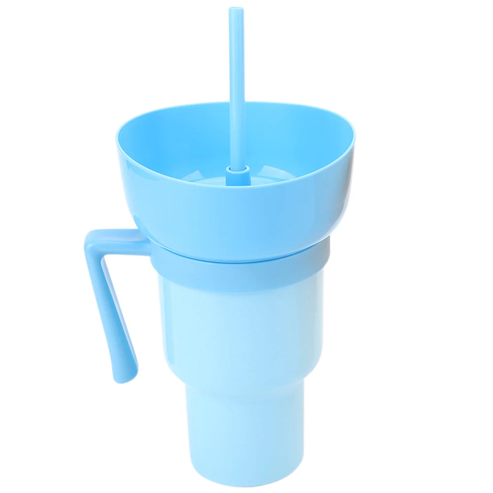 1000ml 2 In 1 Portable Snack Bowl Drink Cup Leak-Proof with Straw Stadium Tumbler Water Bottle Splash Proof for Cinema Travel Shopifynow