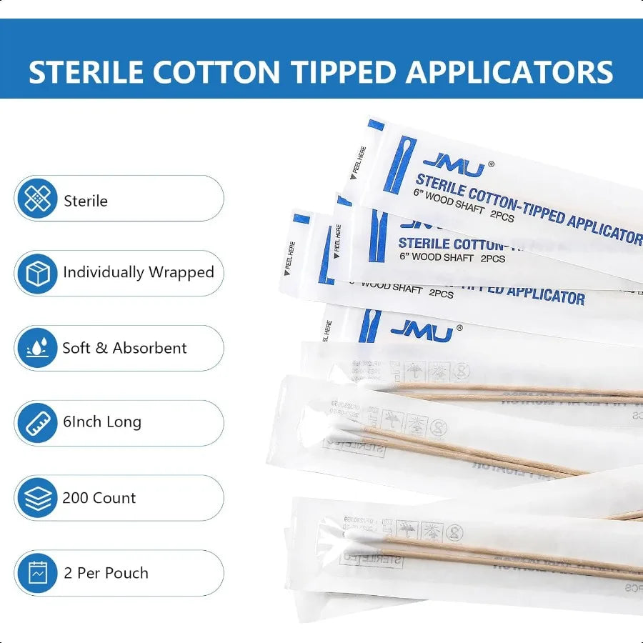 6 Inch Sterile Cotton Tipped Applicators 200 Count Long Cotton Swabs Wood Shaft Medical Swabs Shopifynow