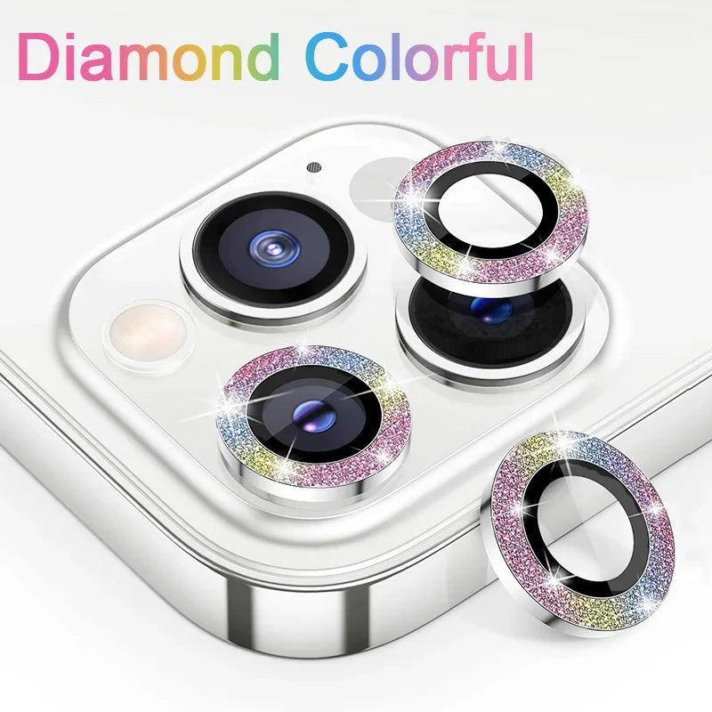 Camera Lens Protector For iPhone 11 12 13 Pro Max Mini 14 15 Pro Max Diamond Metal Protective Glass For iPhone 14 15 Plus Lens - Shopifynow