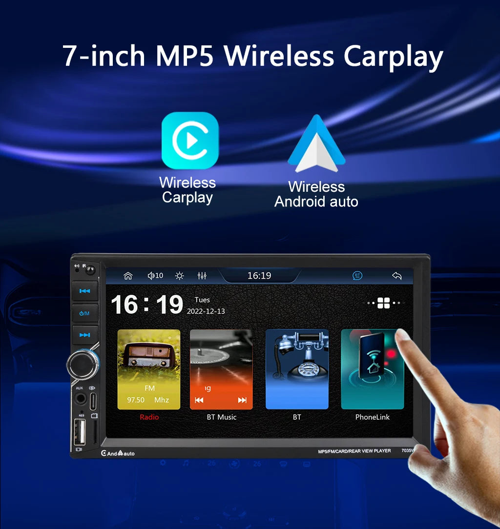 ESSGOO 7 Inch Car Radio 2 Din Carplay Android Auto Universal Car Multimedia Player Autoradio DSP HD Touch Screen FM Bluetooth - Shopifynow