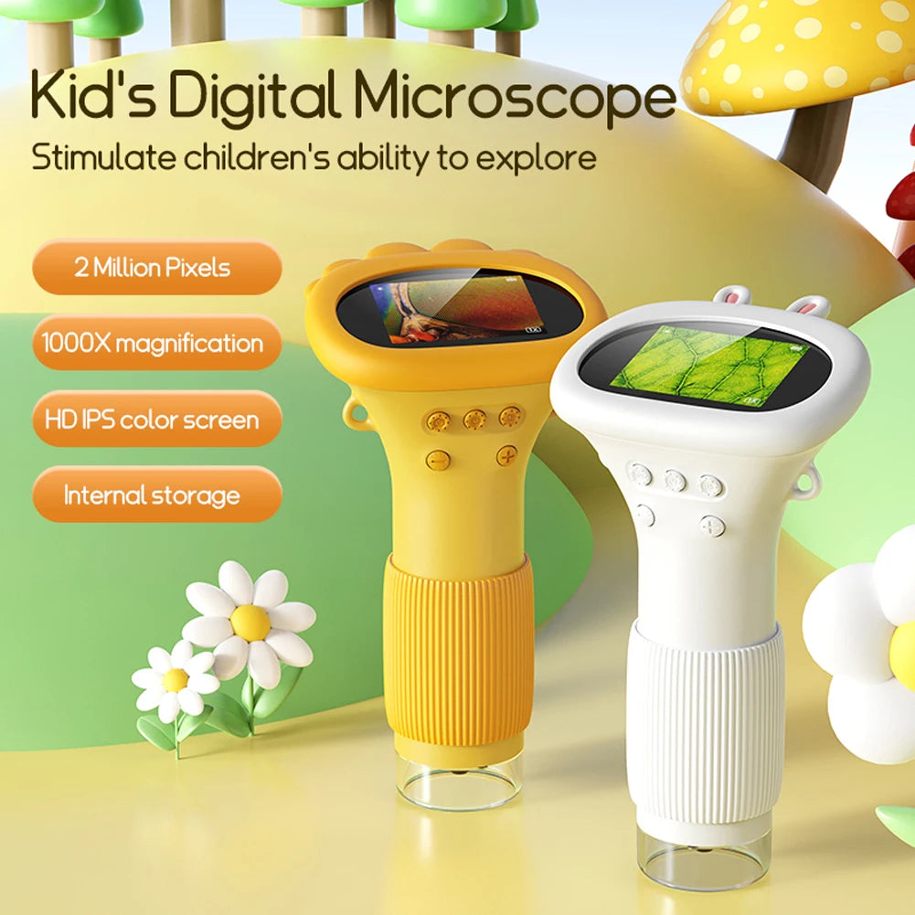 1000X Electronic Magnifier Children Biological Insect Coin Magnifier 2 Inch IPS Screen 2MP Lens Mini Portable Microscopes - Shopifynow