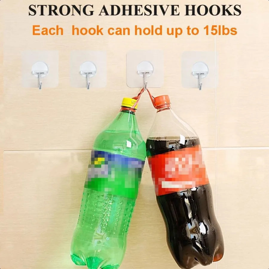 Adhesive Hooks Heavy Duty Wall Sticky Hooks for Hanging Wall Hangers Without Nails 15lb Max 180 Degree Rotating Seamless Stick