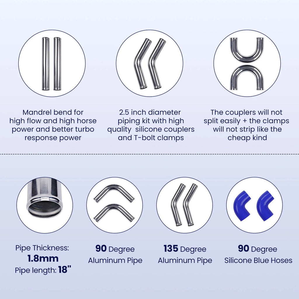 600x300x76 2.5" Intercooler Pipe ALLOY UNIVERSAL TURBO HARD PIPE 3" Thickness - Shopifynow