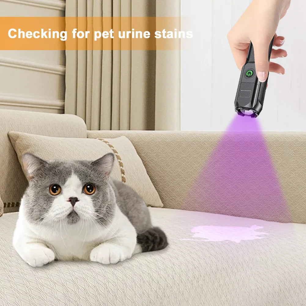 395nm Blacklight Flashlight USB Rechargeable Ultraviolet Blacklight Portable Torch Light for Pet Urine Detection Resin Curing Shopifynow