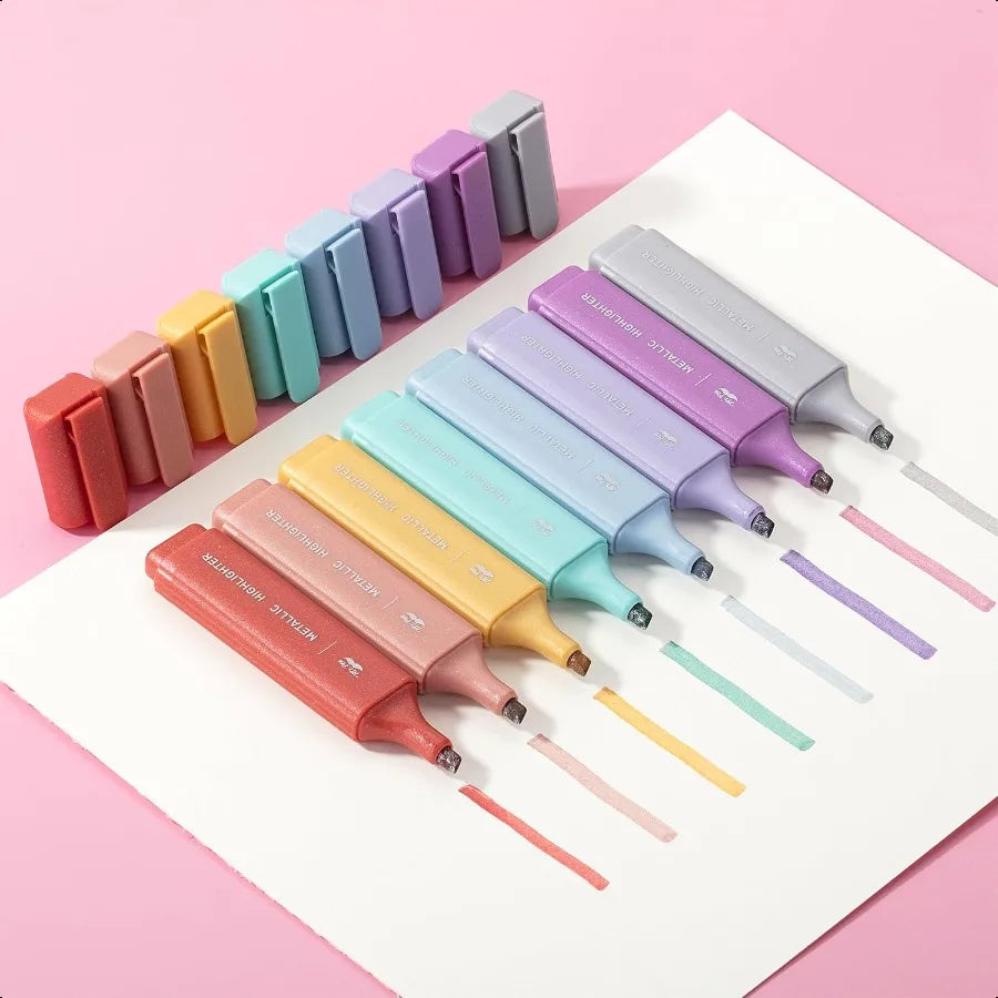Glitter Highlighters 8Pack Metallic Colors Chisel Tip Aesthetic Highlighters Cute Highlighters for School Highlighters Aestheti