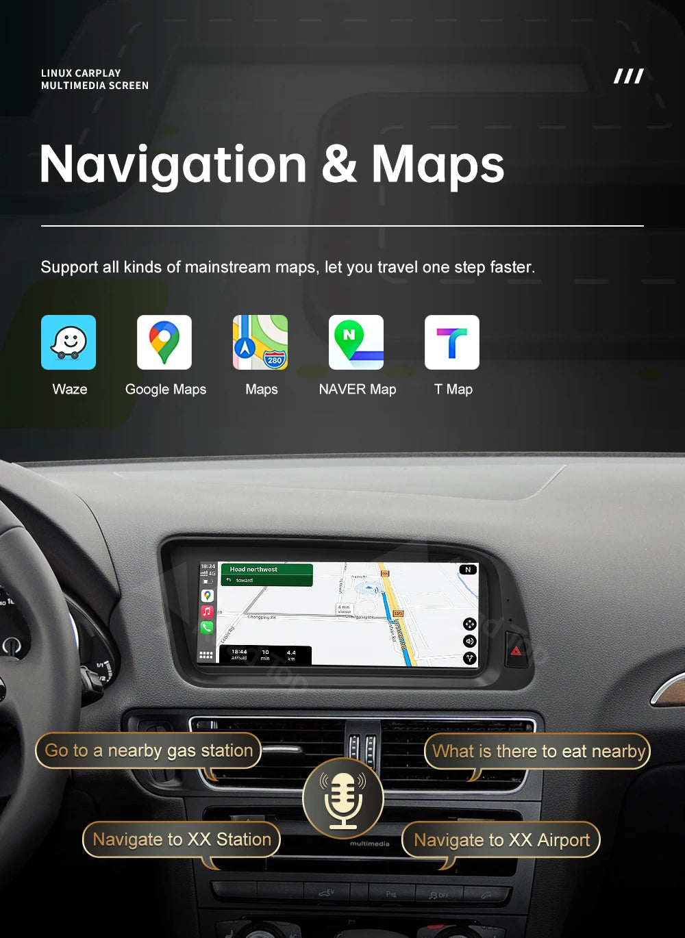 12.3' RoadTop Wireless CarPlay Multimedia Linux Screen Android Auto For Audi Q5 2009-2017 Airplay Autolink Function - Shopifynow