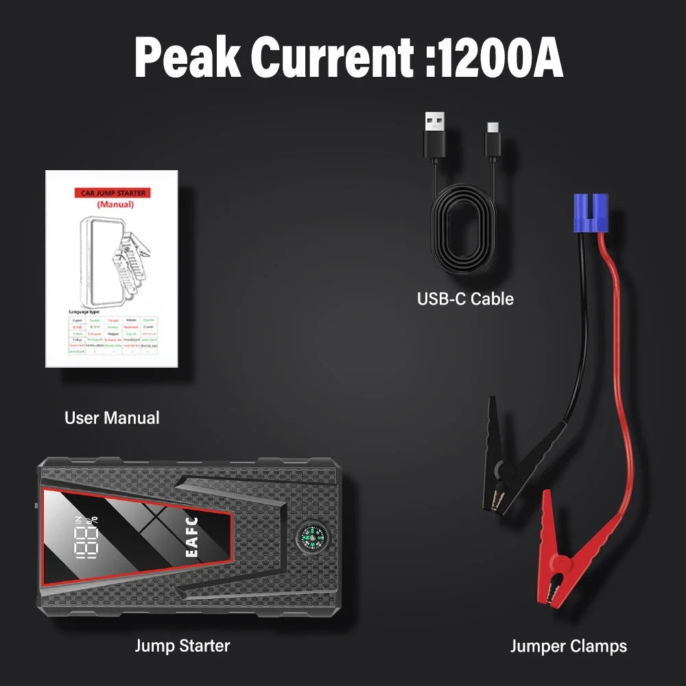 2000A/1200A/600A Car Jump Starter Power Bank Car Battery Booster Charger 12V Starting Device Petrol Diesel-Car Starter Buster - Shopifynow
