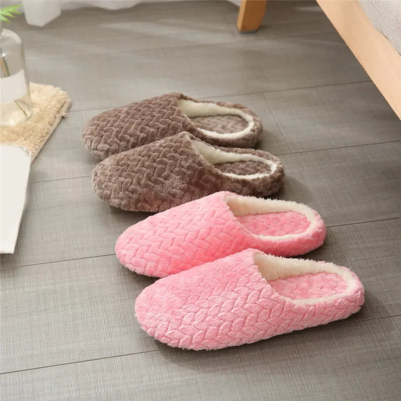 Women Winter Home Fur Slippers Cartoon Cat Non-Slip Soft Warm House Indoor Bedroom Men Couples Boys Girl Memory Foam Floor Shoes Shopifynow