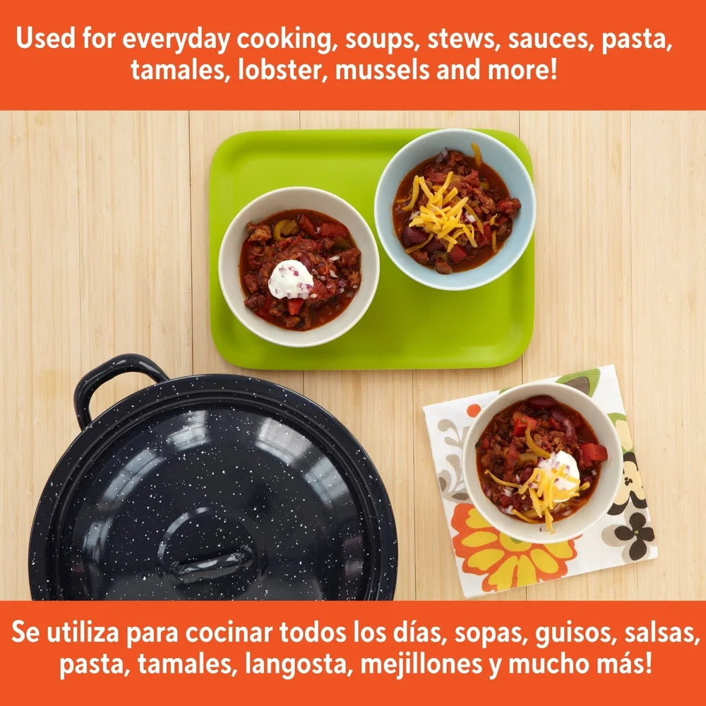 6Qt Enamel Stock Pot Heavy Duty Cooking Pot Stylish Efficient Heat Distribution Perfect Soups Stews Pasta Family Gatherings Shopifynow