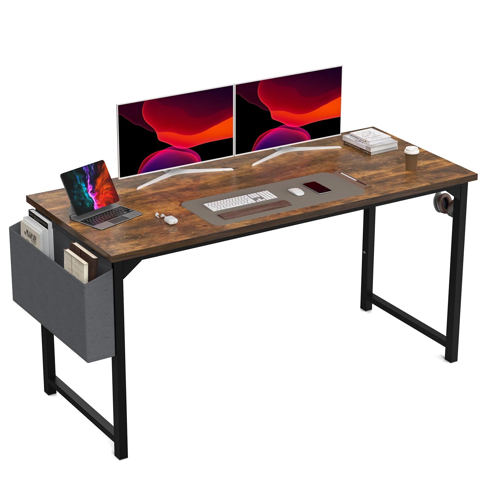 JHK Computer Desk Writing Study Office Gaming Table Modern Simple Style Compact with Side Bag Headphone Hook Easy Assembly Shopifynow