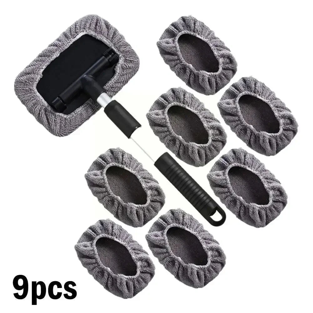 Car Window Cleaner Brush Windshield Cleaner Microfiber Cloth Cleaning Tool with Handle Interior Exterior Auto Glass Wiper Shopifynow