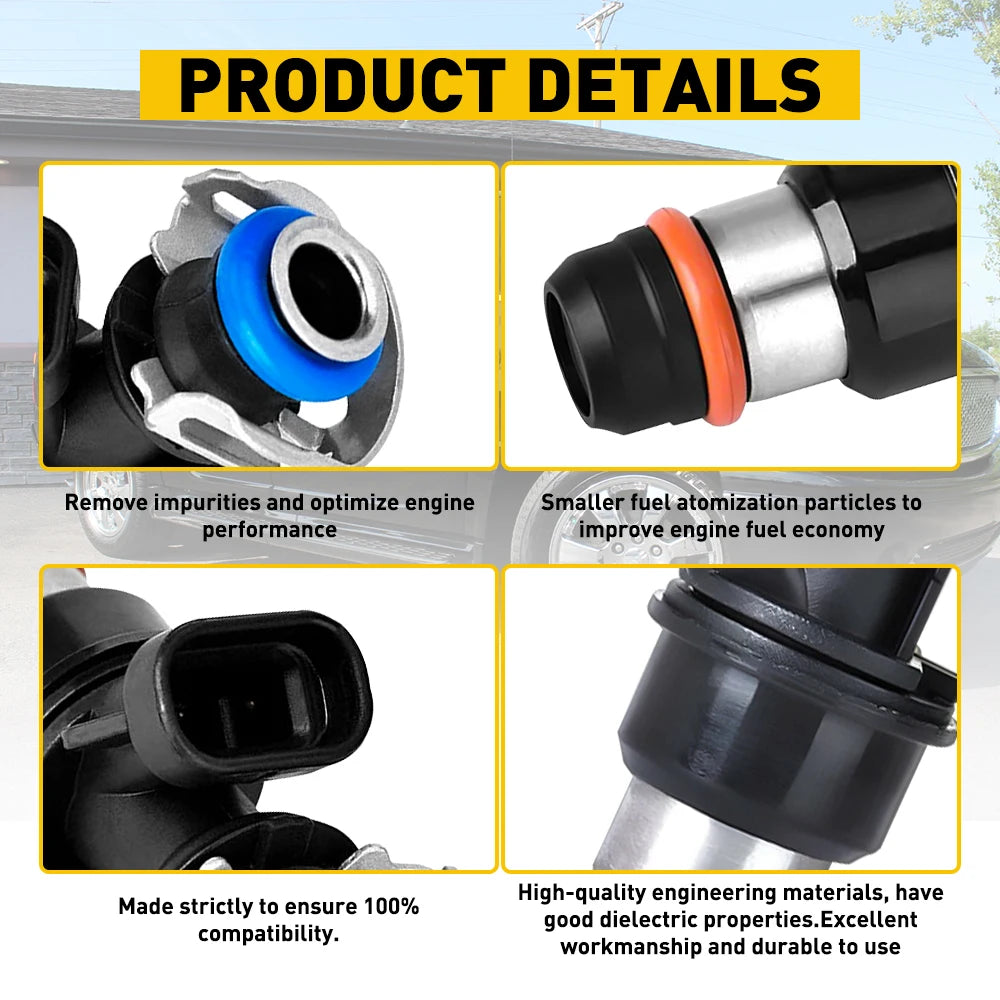 8Pcs New Fuel Injector Fit For Silverado GMC Yukon Cadillac Silverado 1500 2500 3500 OE 25317628 Accessories - Shopifynow