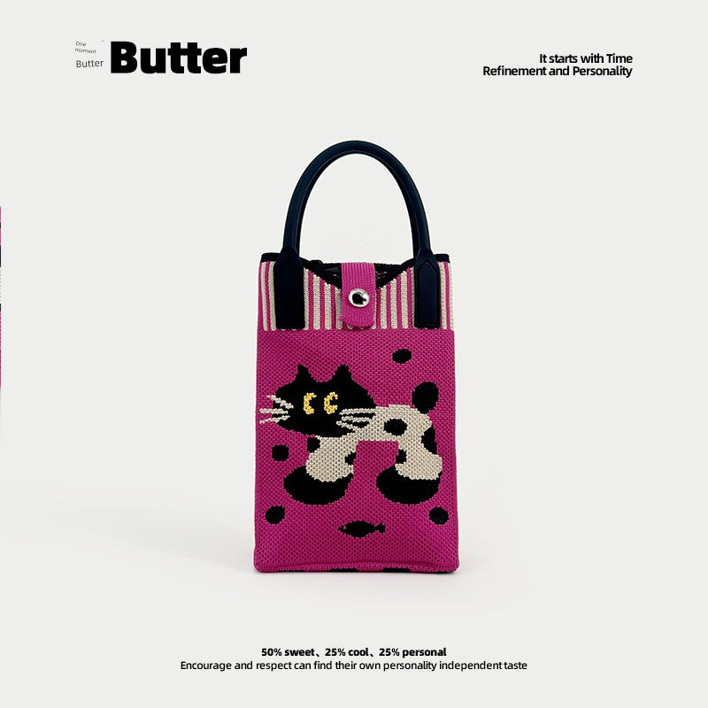 Butter Korean Style New Arrival Florals Cute Knitted Bag Versatile Handheld Mini Shoulder Adjustable Messenger Bag Coin Purse Shopifynow