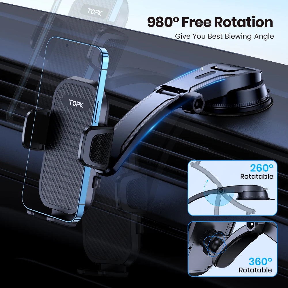 TOPK Car Phone Holder Stand Gravity Dashboard Phone Holder Mobile Phone Support Universal For iPhone 13 12 11 Xiaomi Samsung - Shopifynow