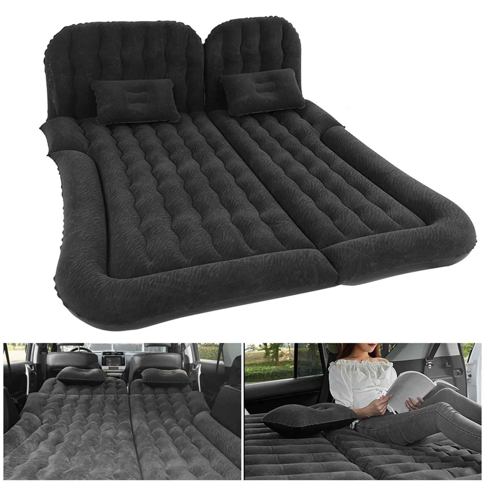Auto Accessories Car Inflatable Bed PVC Flocking Soft Sleeping Rest Cushion Car Travel Bed for Traveling Car Family Outdoor Shopifynow
