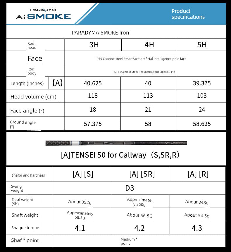 24 New Arrival Callaway Caraway Golf Club Rod Set Male AI Smoke Wooden Pole Matching Apex Iron Pole Shopifynow