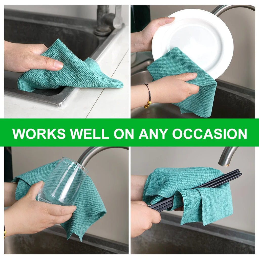 20 pcs microfiber household kitchen towels, reusable cleaning cloths, dishcloths, multi-functional towel substitutes