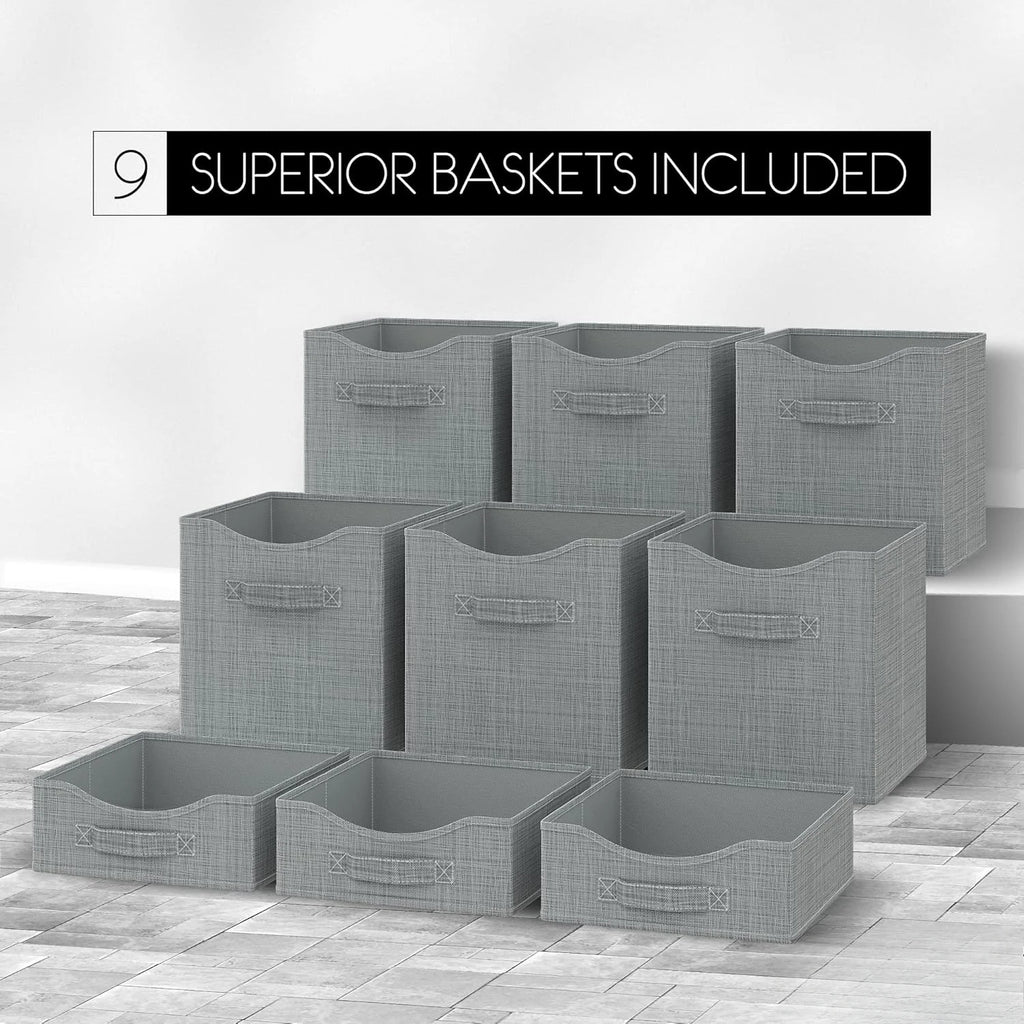 9 Cube Closet Organizers, Includes All Storage Cube Bins, Easy To Assemble Storage Unit With Drawers | Room Organizer