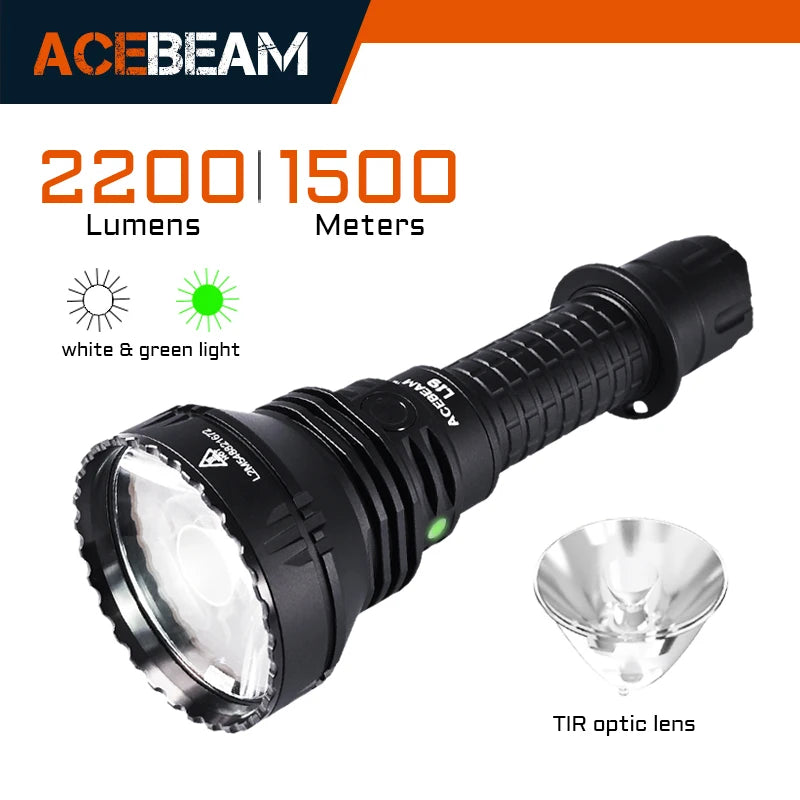 ACEBEAM L19 2.0 Hunting Flashlight 2200 Lumens 1184 Yards Long-Rang Rechargeable Flashlight for Night Hunting - Shopifynow