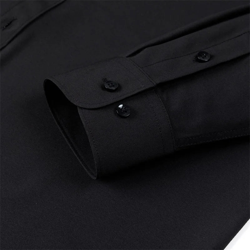 Men s Classic Button-Down Shirt with Long Sleeves Solid Color Casual Business Top for Spring Streetwear and Beach Vacation Shopifynow