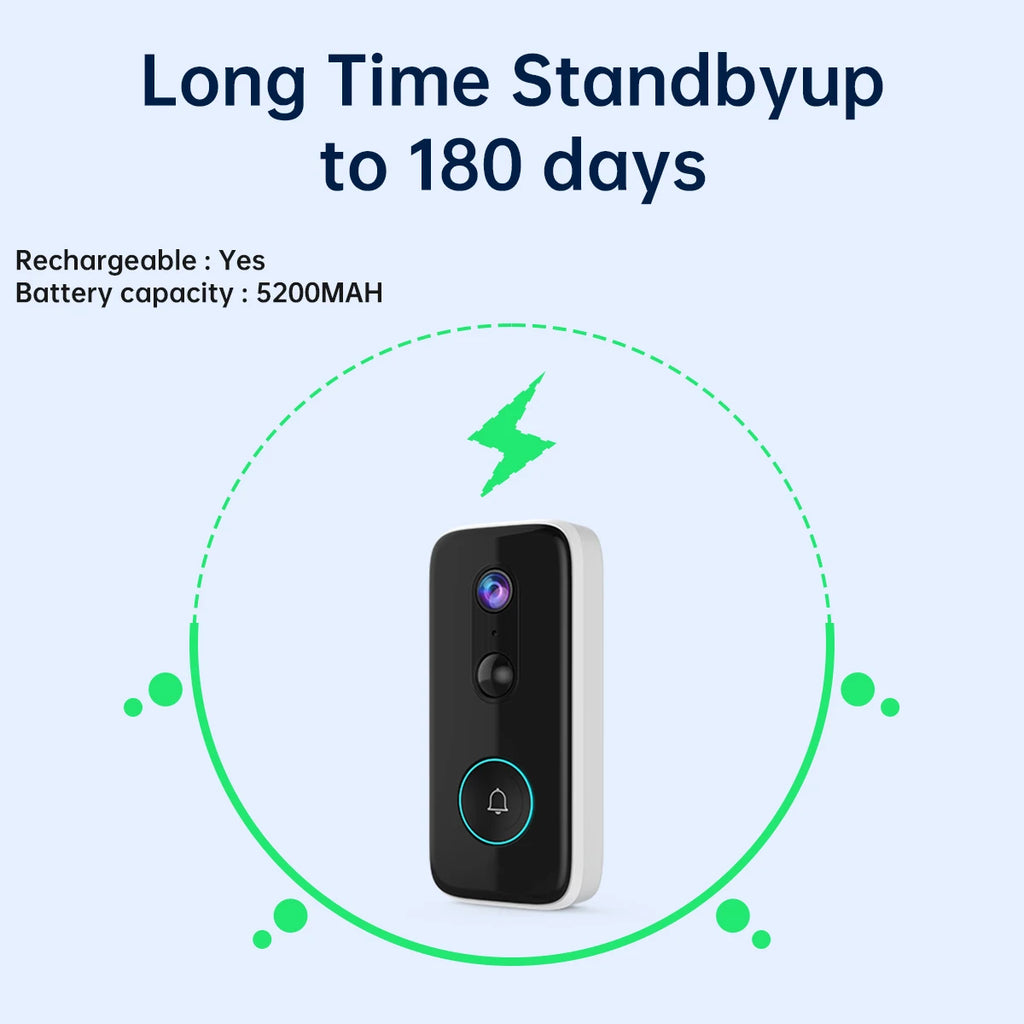JOOAN 2K Intelligent WiFi Doorbell With Camera Smart Home WiFi Video Doorbell Outdoor Battery Powered Security Video Intercom