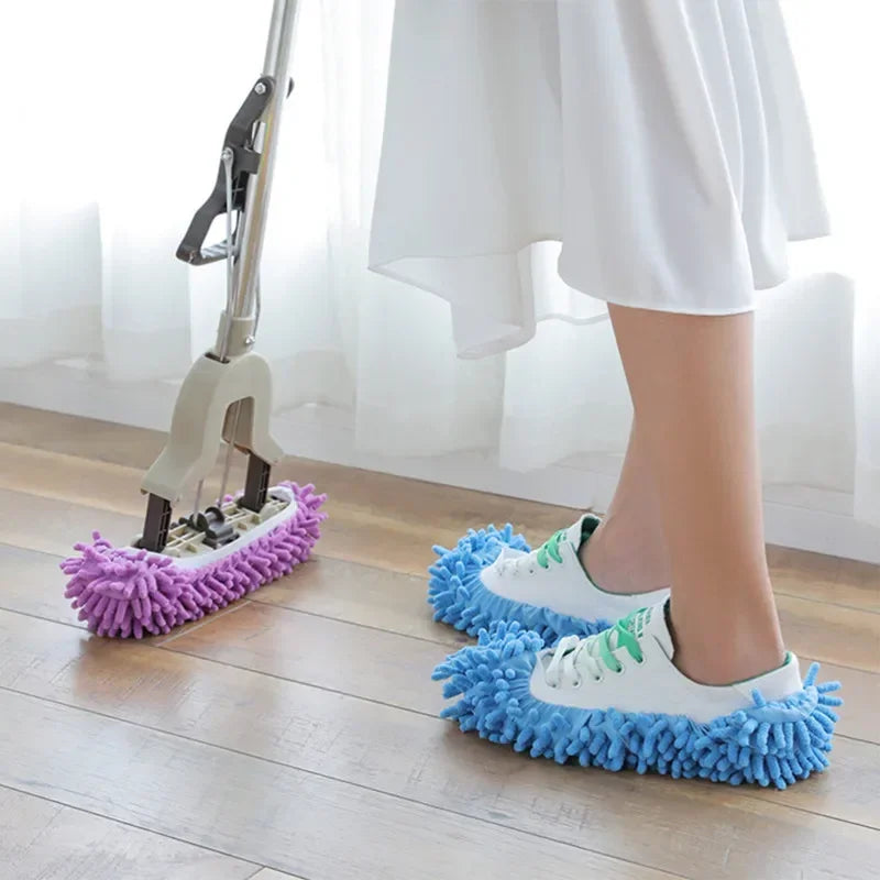 2pcs Bathroom Household Floor Cleaning Mop Cleaner Slippers Lazy Shoe Cover Microfiber Dust Cloth Mopping Shoes Floor Cleaning Shopifynow