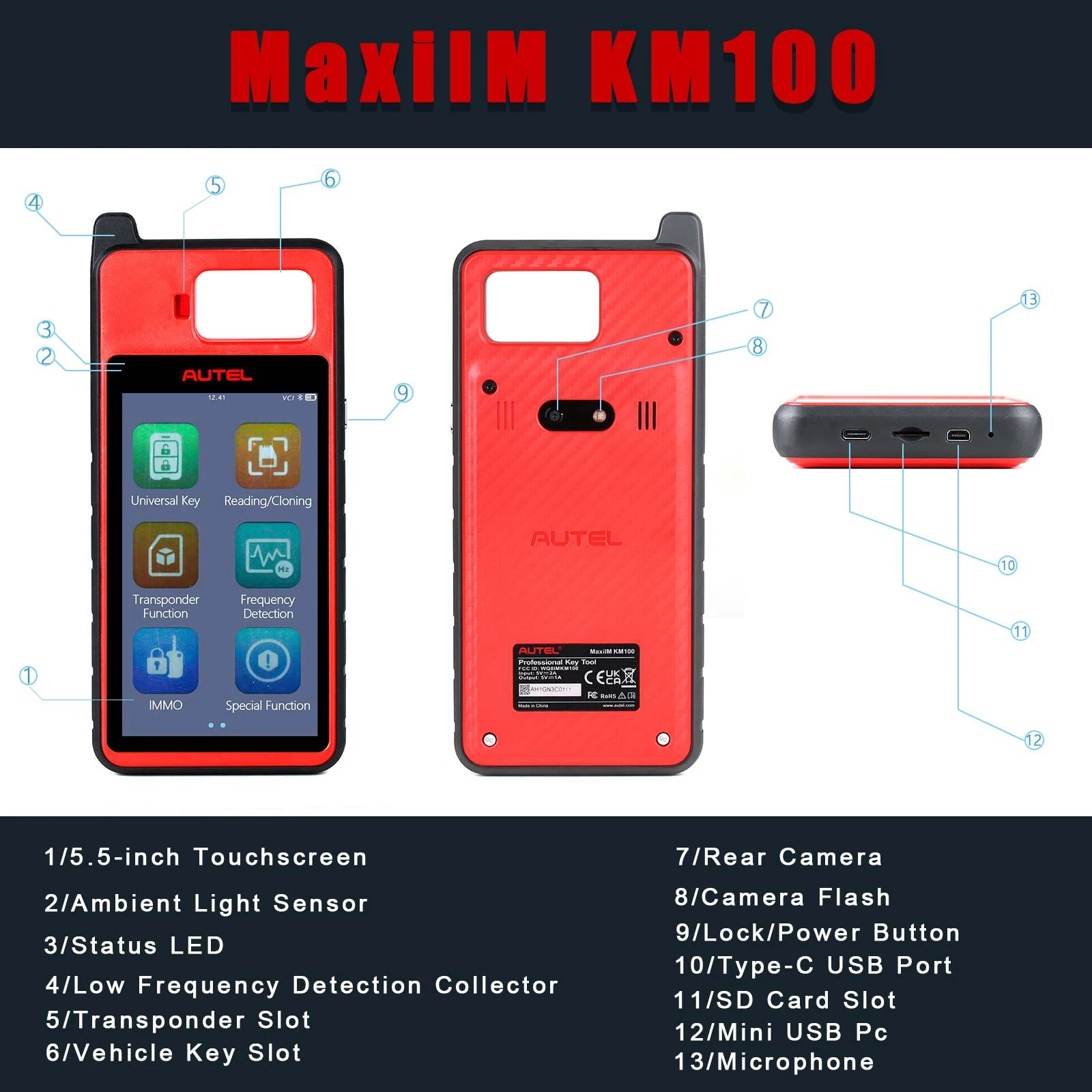 Autel MaxiIM KM100 Key Fob Programmer Immobilizer Tool Key Creation IMMO Learning Chip Read Write Cloning Frequency Detection - Shopifynow