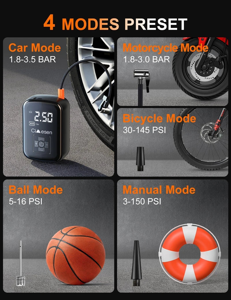 1pc Car Wireless Air Pump 150PSI Portable Electric Tire Inflation For Car Bicycle Motorcycle Air Compressor Inflator US Shipping Shopifynow