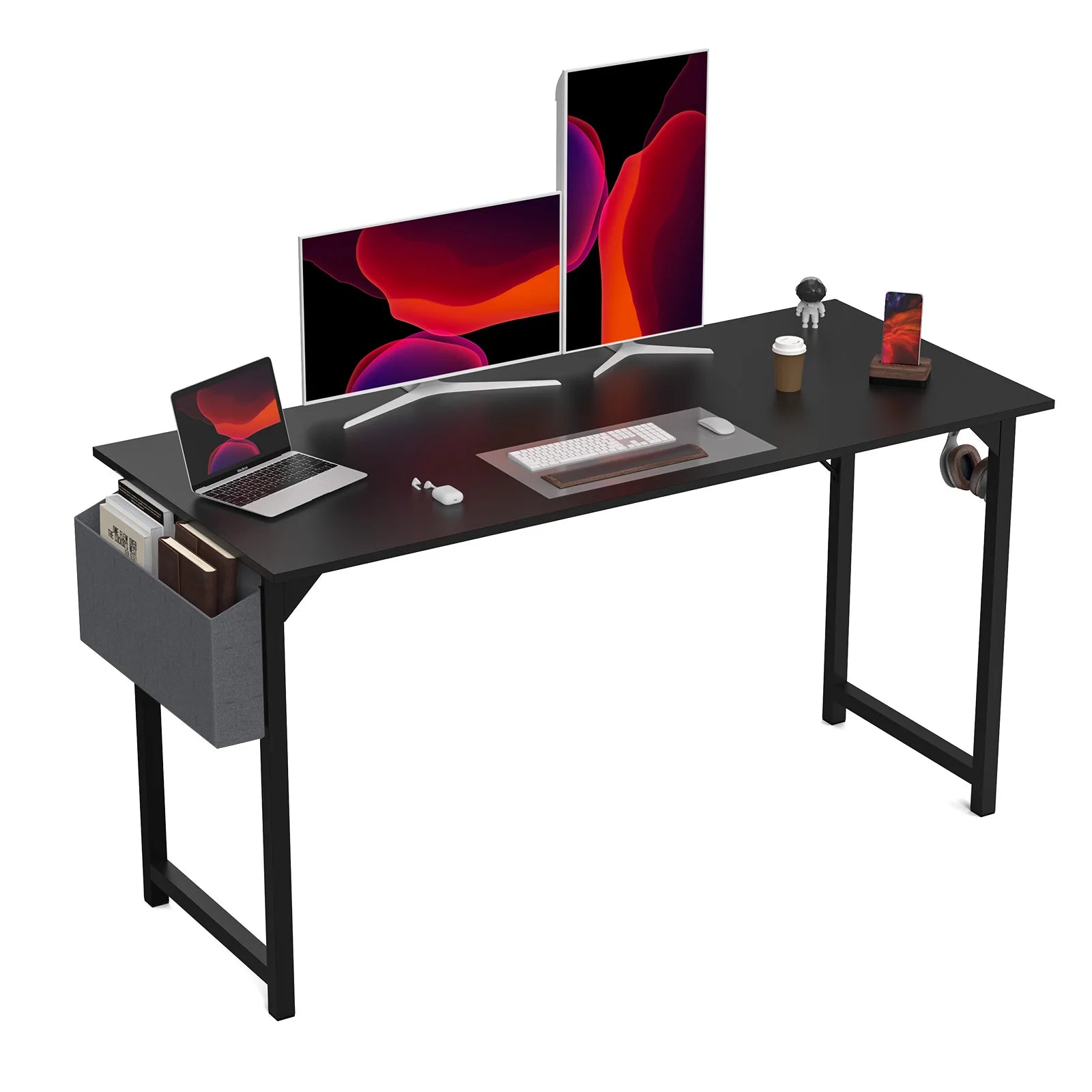 JHK Computer Desk Writing Study Office Gaming Table Modern Simple Style Compact with Side Bag Headphone Hook Easy Assembly Shopifynow