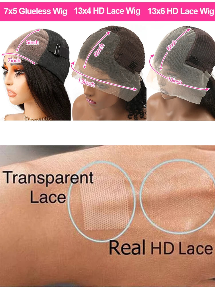 300% High Density Loose Deep Wave 40Inch 13x6 13x4 HD Lace Frontal Human Hair Wig Full Glueless Ready To Go Preplucked Curly Wig - Shopifynow